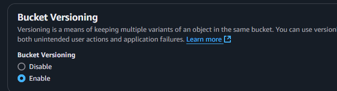 SageMaker Bucket Versioning for S3 in Terraform Config