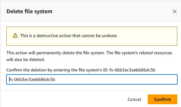 SageMaker AI and Terraform Deletion: Delete the EFS instance