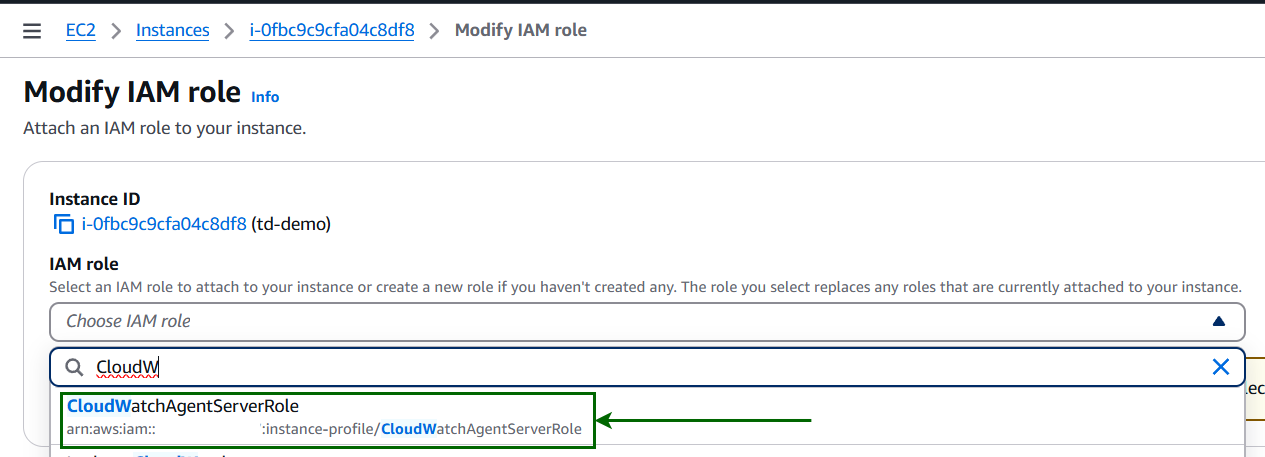 Amazon EC2 Modify IAM role