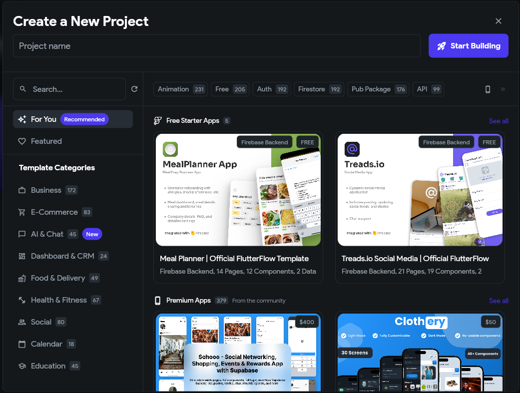 FlutterFlow Templates 