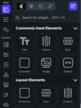 Widget Palette Feature of FlutterFlow