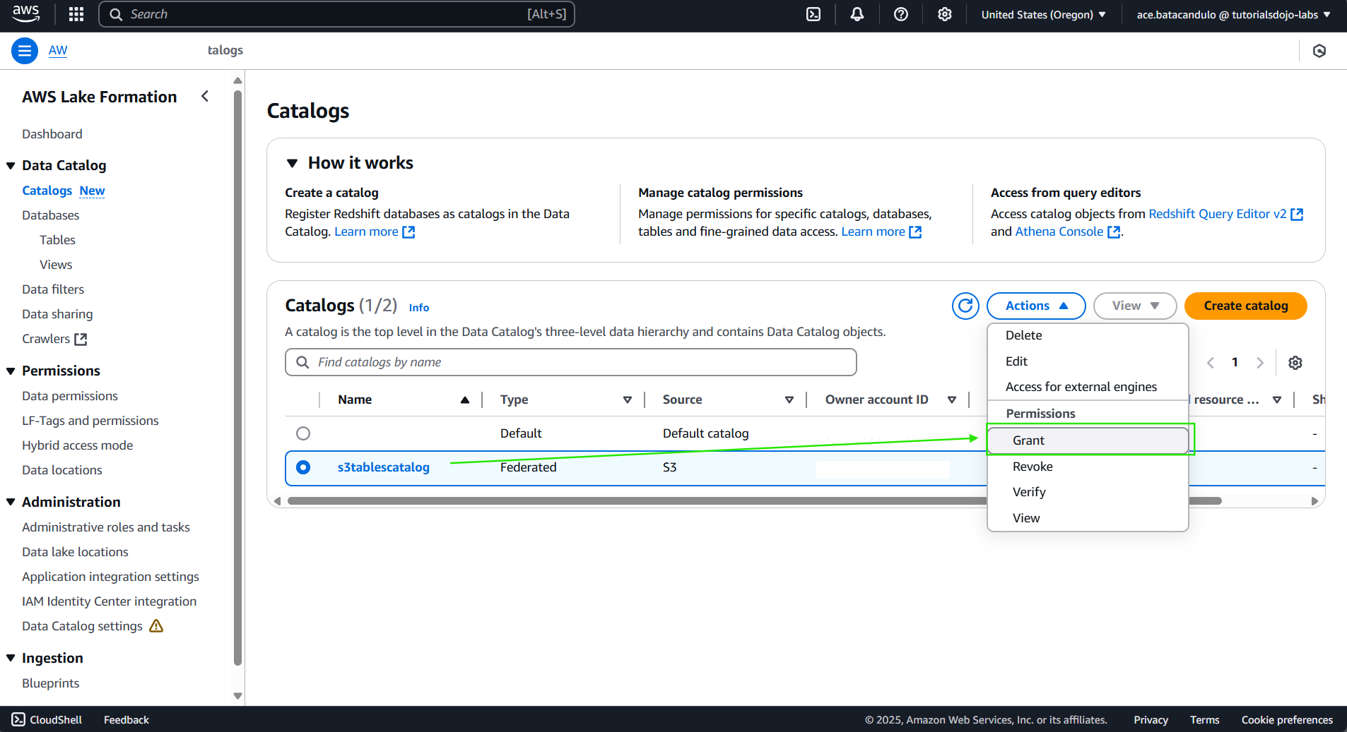 TD_AWS Lake Formation_Catalog_Grant