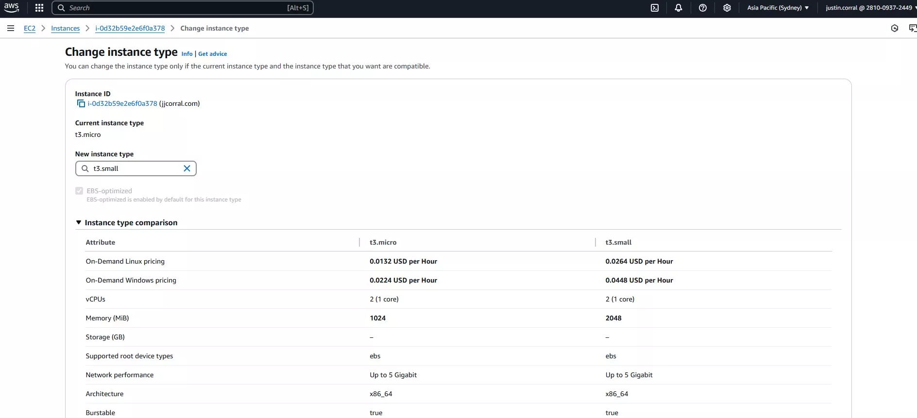 EC2 change instance type