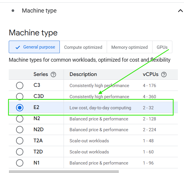 Google Cloud_Workbench Instance Machine Type