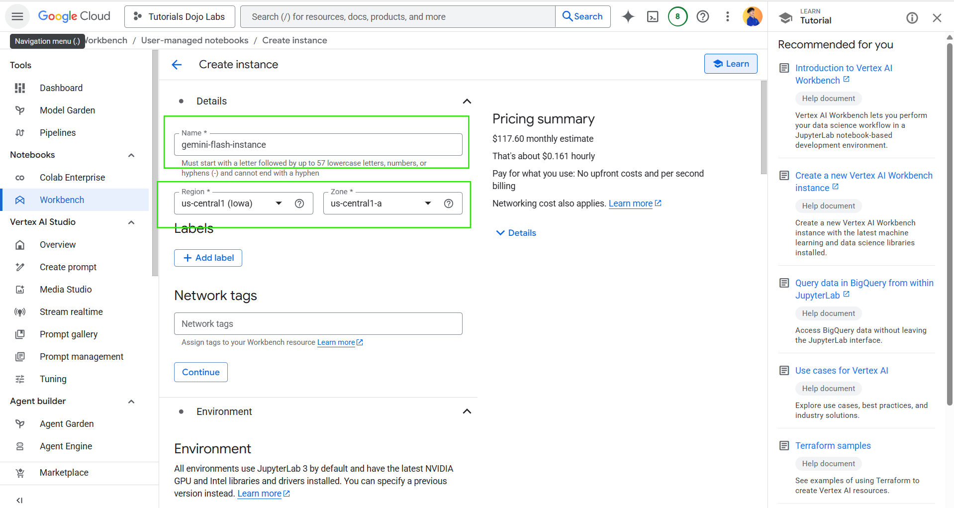 Google Cloud_Workbench Instance