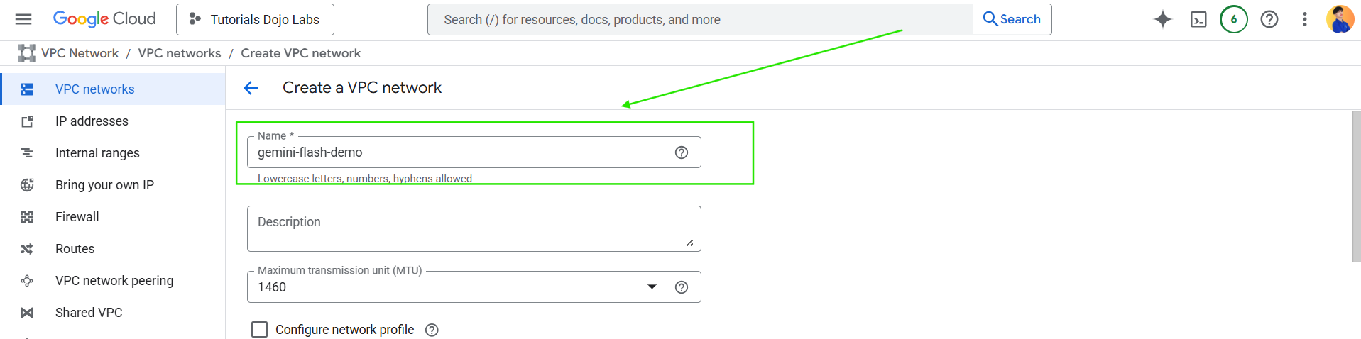 Google Cloud_create VPC Network_TD 1