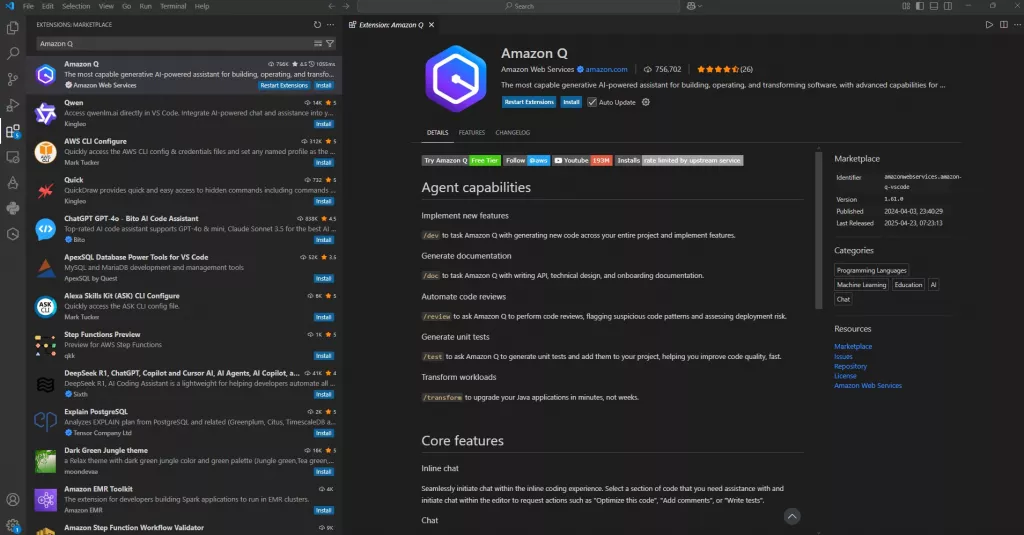 Install Amazon Q Extension
