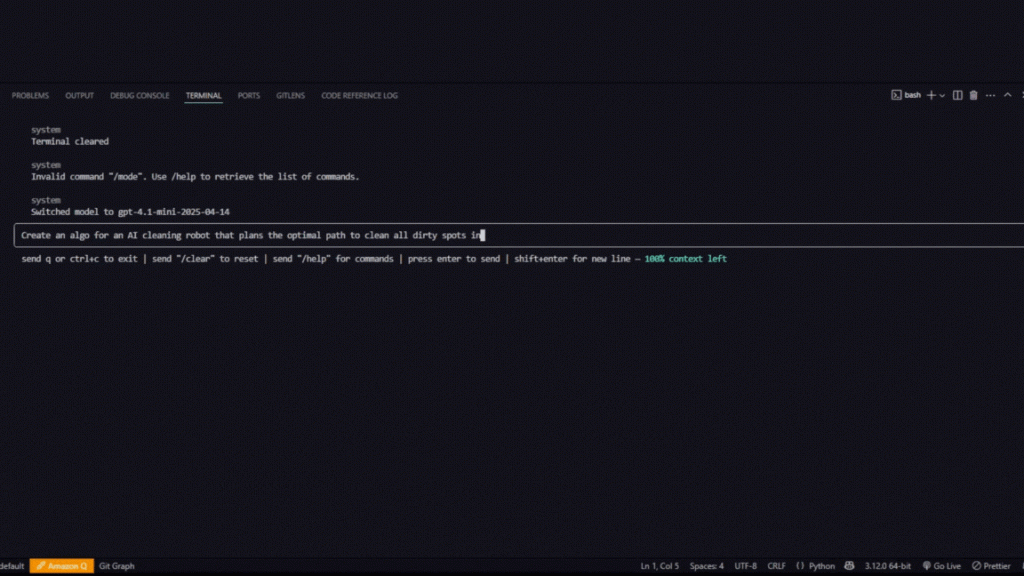 OpenAI Codex CLI terminal window using gpt-4.1 mini as the model