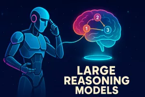 Illustration of an AI model thinking that describes Large Reasoning Models. 