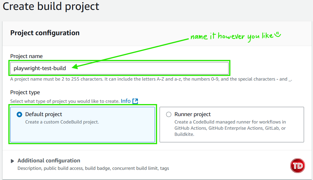 Creating a new CodeBuild Project