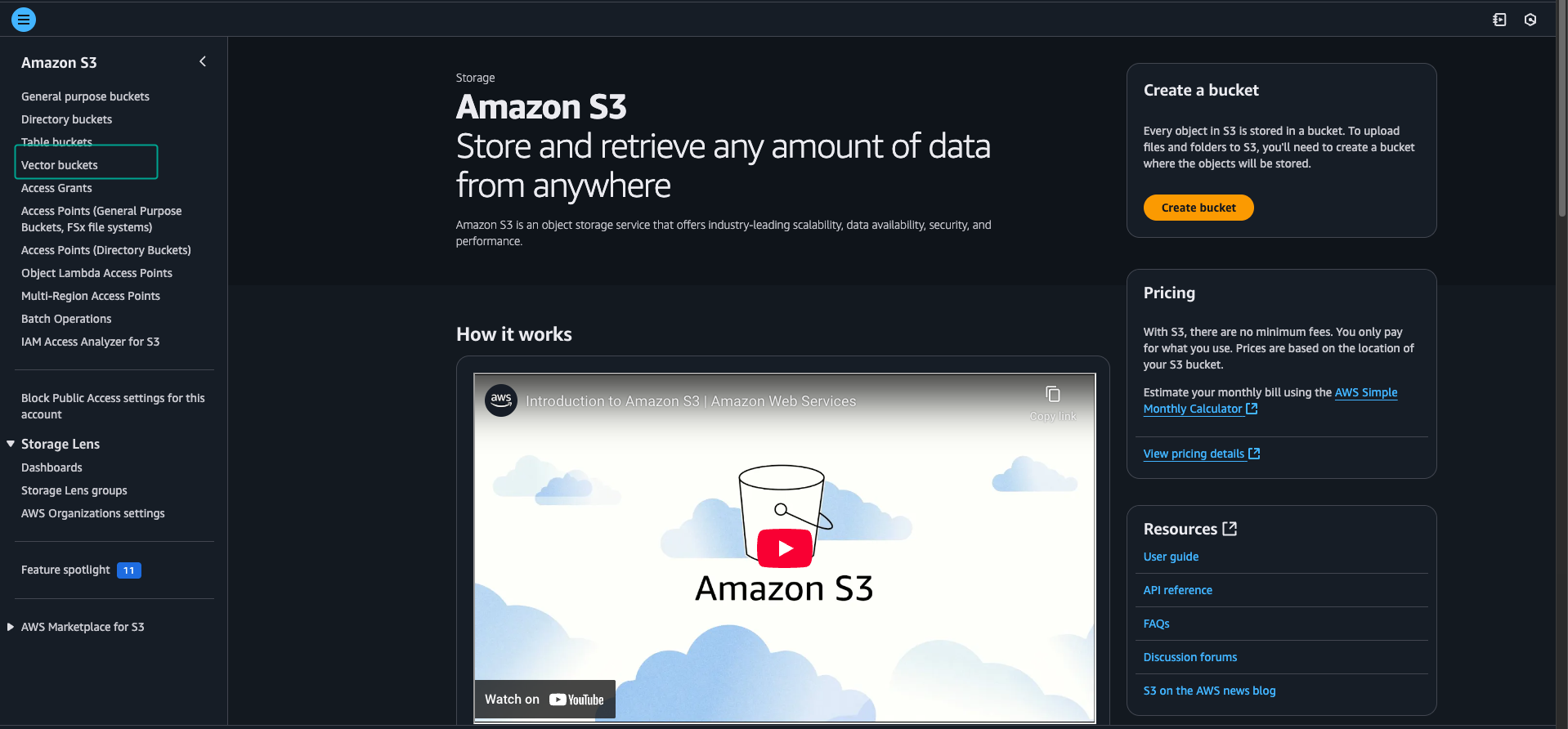 Amazon S3 Vector Bucket Start