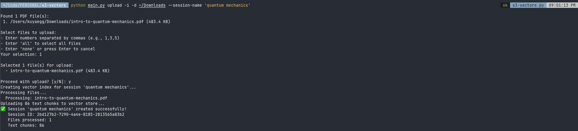 Amazon S3 Vector Demo Upload
