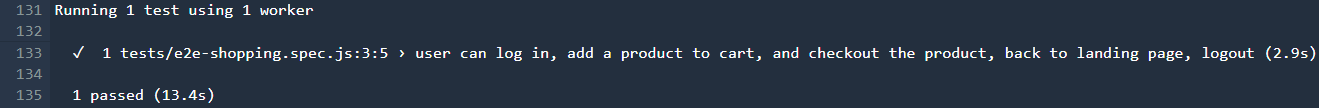Build Logs indicating that the test passed