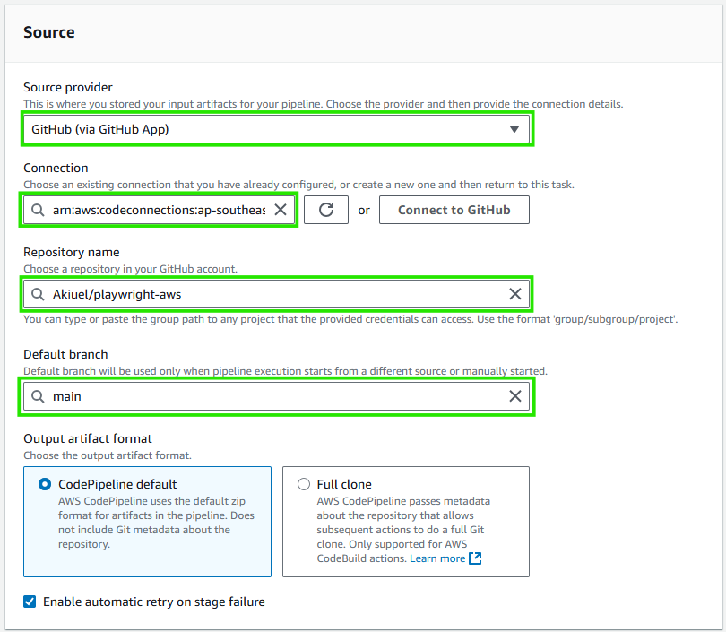 Linking GitHub as Source in your Pipeline