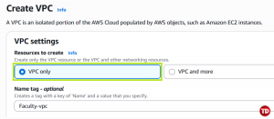 Choose VPC only and name it
