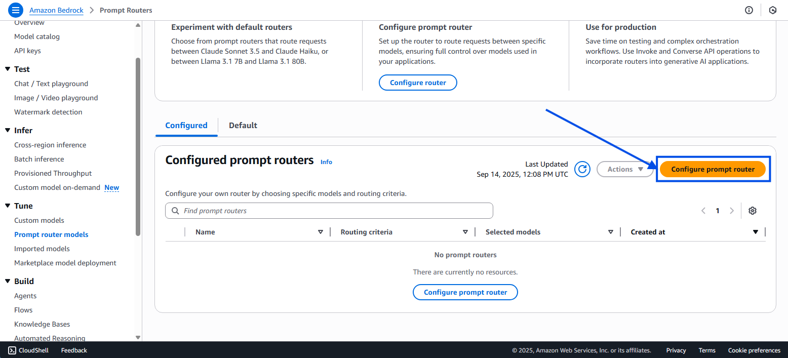 Click Configure Prompt Router