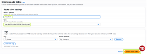 Name the Route Table then connect to VPC