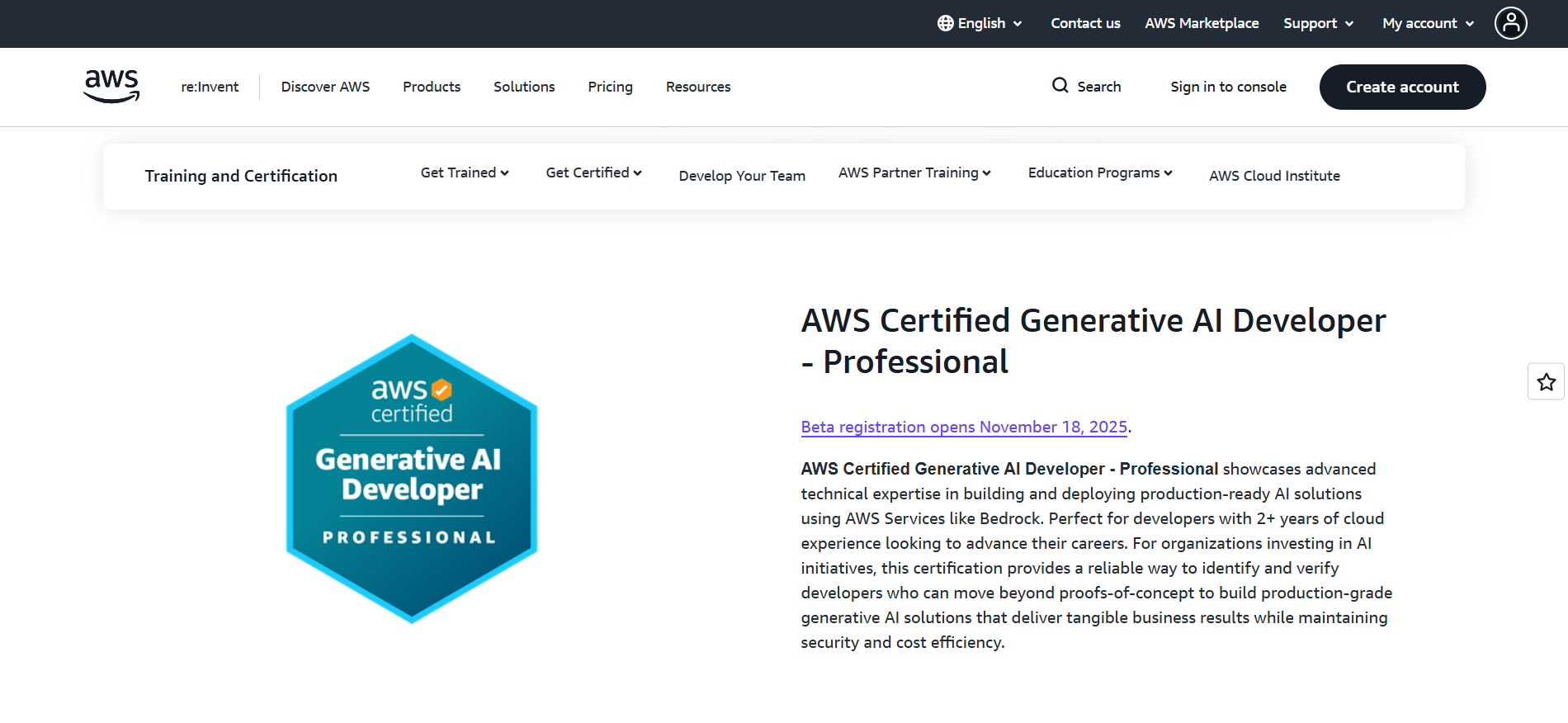 AWS Certified Generative AI Developer Professional