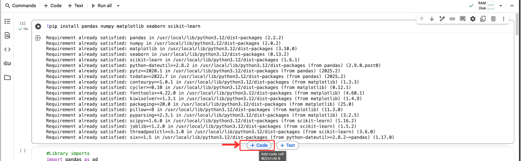 Colab add code cell image