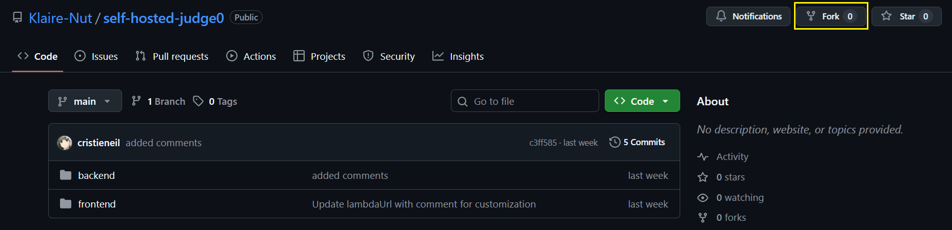 Fork the repository: https://github.com/Klaire-Nut/self-hosted-judge0