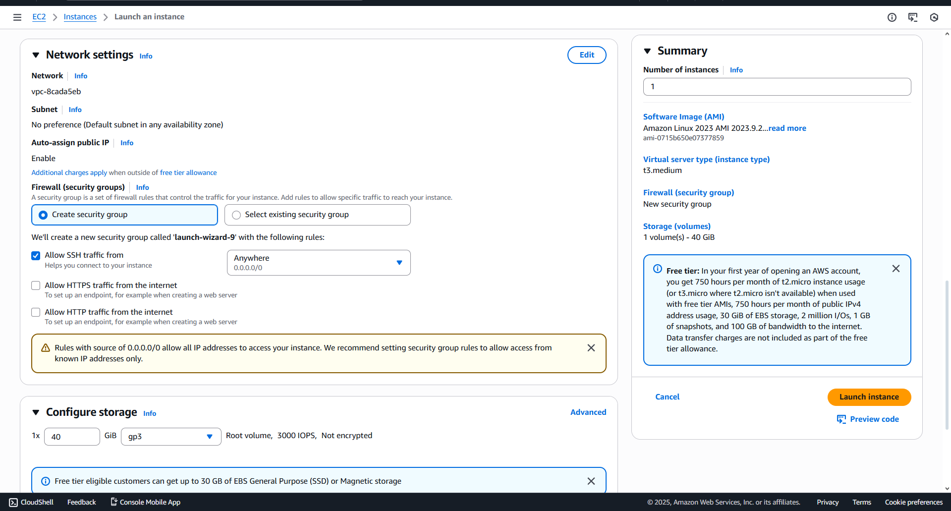 network settings and storage