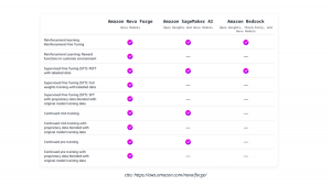 Comparison image from AWS regarding Amzon Nova Forge capabilities