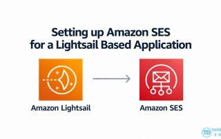 Amazon Lightsail and SES icons connected by an arrow beneath the title “Setting up Amazon SES for a Lightsail Based Application."